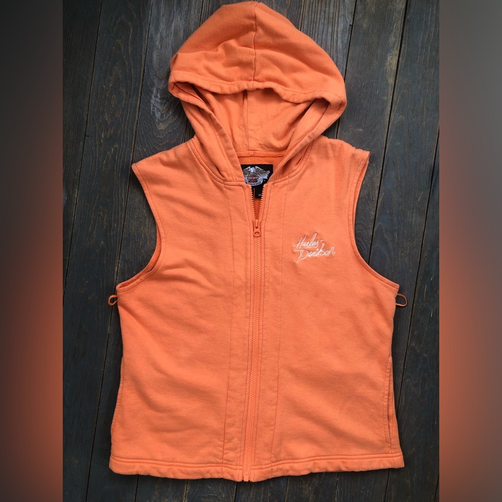 Harley Davidson Orange Hoodie Vest Liner Ladies Medium